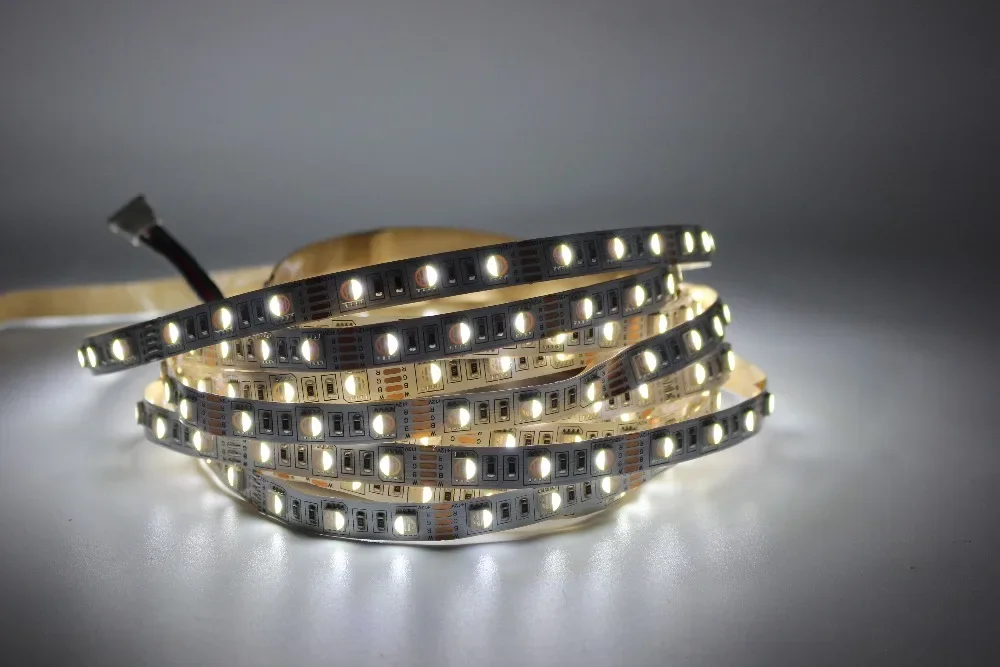 O pwb rgbw rgbww de 10mm conduziu a tira 5050 dc12v 24v luz flexível rgb + branco/rgb + branco morno 4 cor em 1 chip de led 60 led/m 5 m/lote.