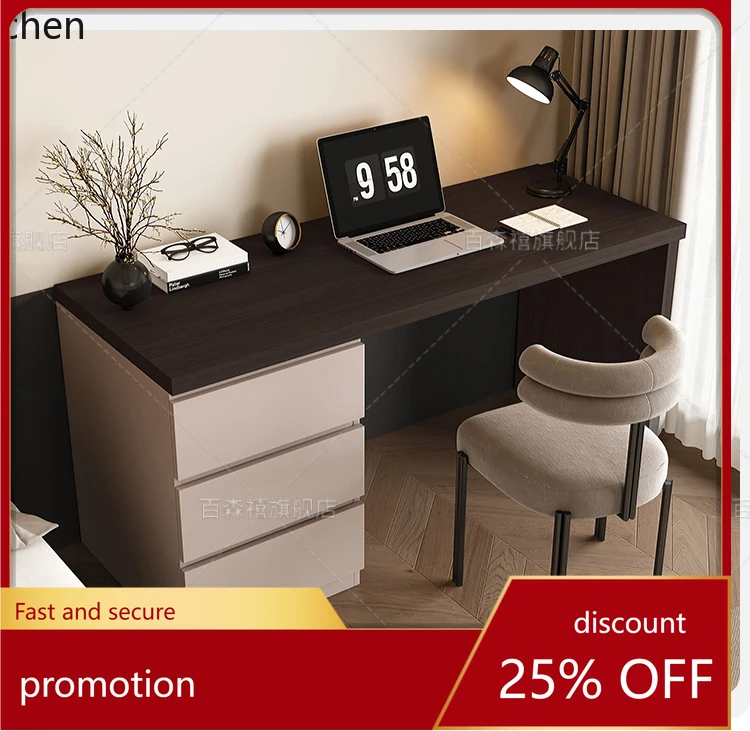 

ZML solid wood desk chest integrated household minimalist computer desk modern bedroom with drawers desk