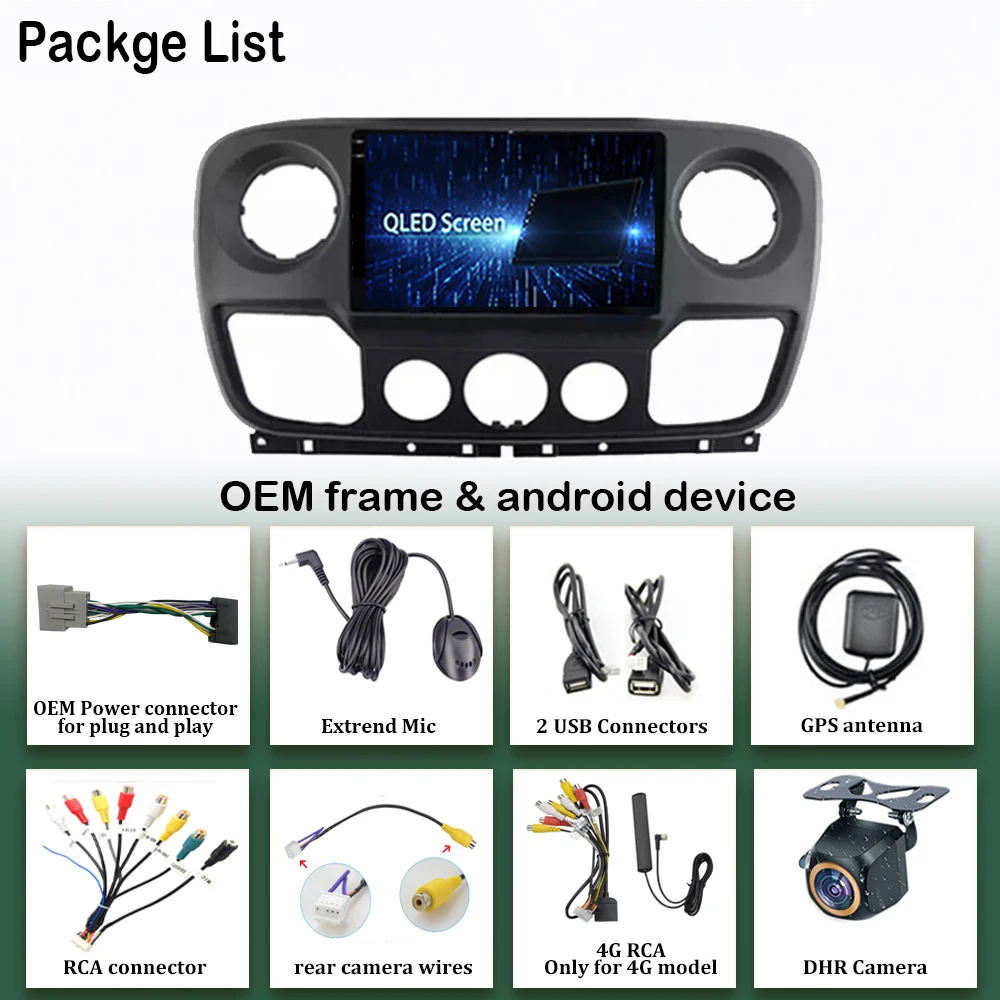 Android 14 For Renault Master Nissan NV400 Opel Movano 2010-2021 Multimedia Car  GPS Player Navigation Radio Stereo HDR Dash Cam