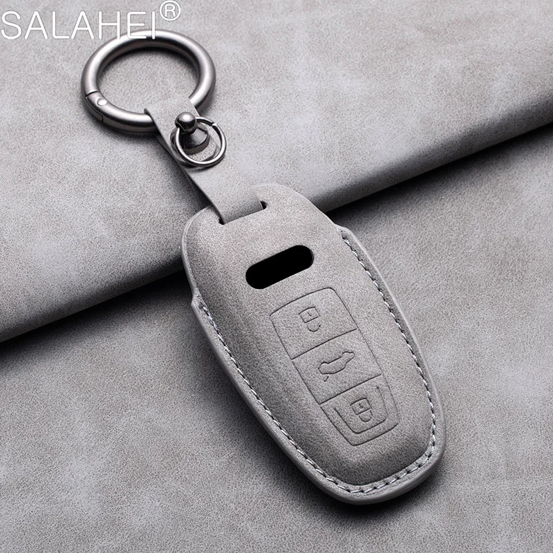 Sheepskin Car Smart Key Case Cover Shell For Audi A6 A4 A5 A7 A8 C8 Q8 8S 8W Q7 B9 4M S5 S4 S7 D5 TT TTS TFSI E-Tron Accessories