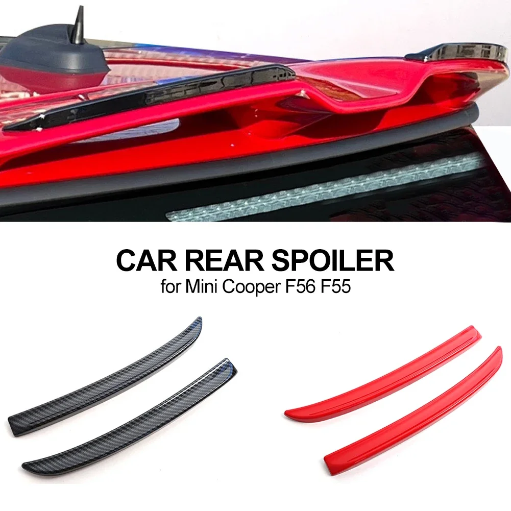 2Pcs Car Rear Spoiler Extension Lip Fins Spoiler Red Carbon Fiber Black Color Auto Part Styling for Mini Cooper F56 F55