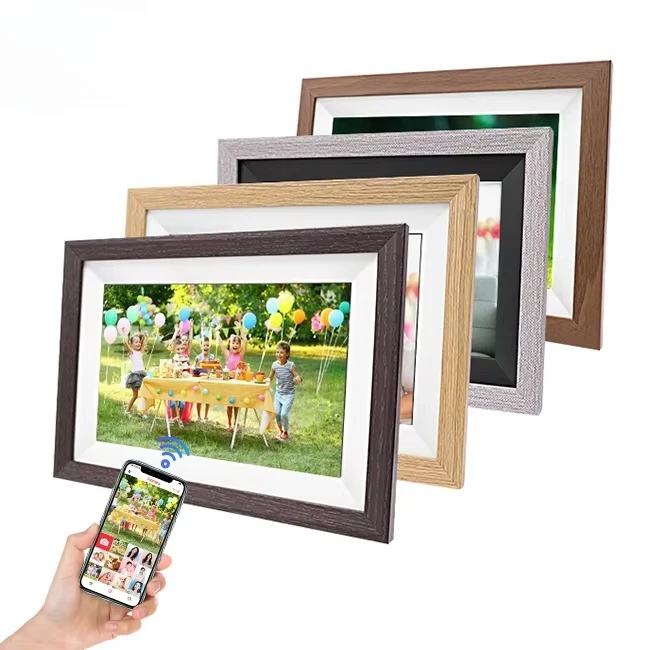 

Support customized 1280 * 800 IPS high quality 10.1 inch wooden smart Android Wifi digital photo frame photo