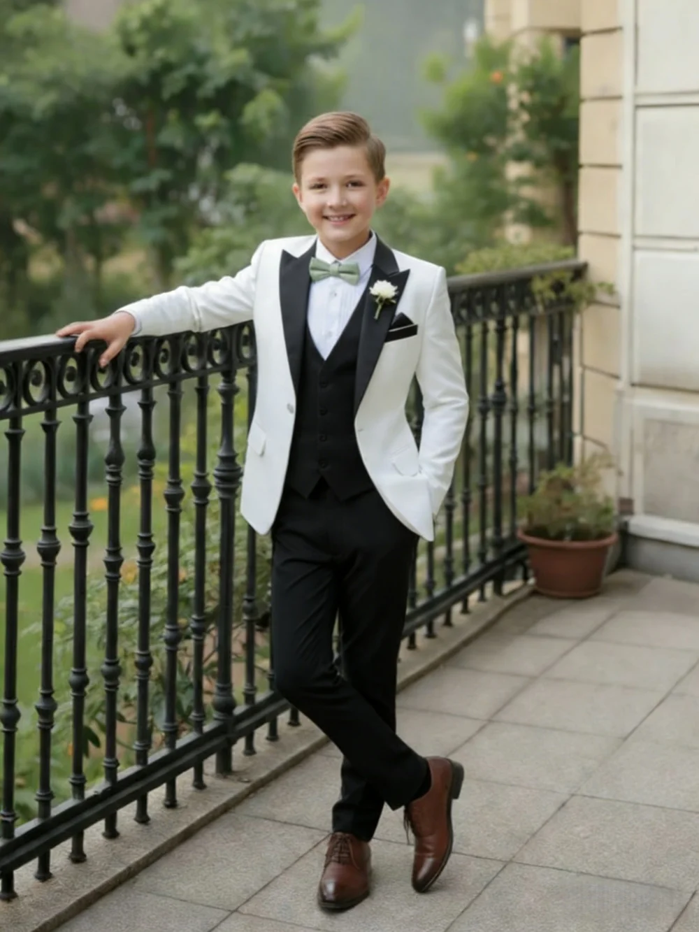 Txjojn Multi-colors Boys Suits 3 Pieces Jacket Vest Pants Piano Peformance Wear Handsome Elegant Kids Suit Set Wedding Outfit