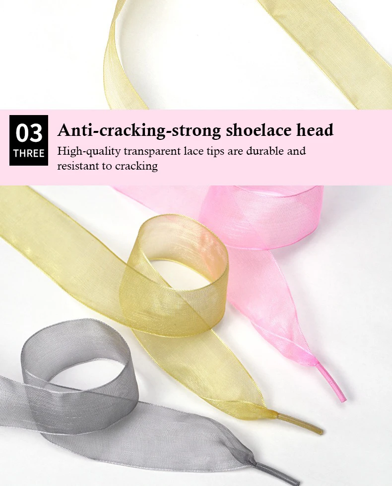 2,5 cm breites Tüllband, flache Schuhbänder aus Seide, passend für Sneaker, Ballettschuhe, Chiffon-Garn-Schuhbänder, Schuhzubehör – Detail 5