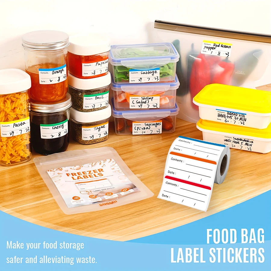 200 قطعة من ملصقات الفريزر الملونة لتخزين المواد الغذائية، ملصقات الثلاجة القابلة للإزالة لحاويات الطعام. #5