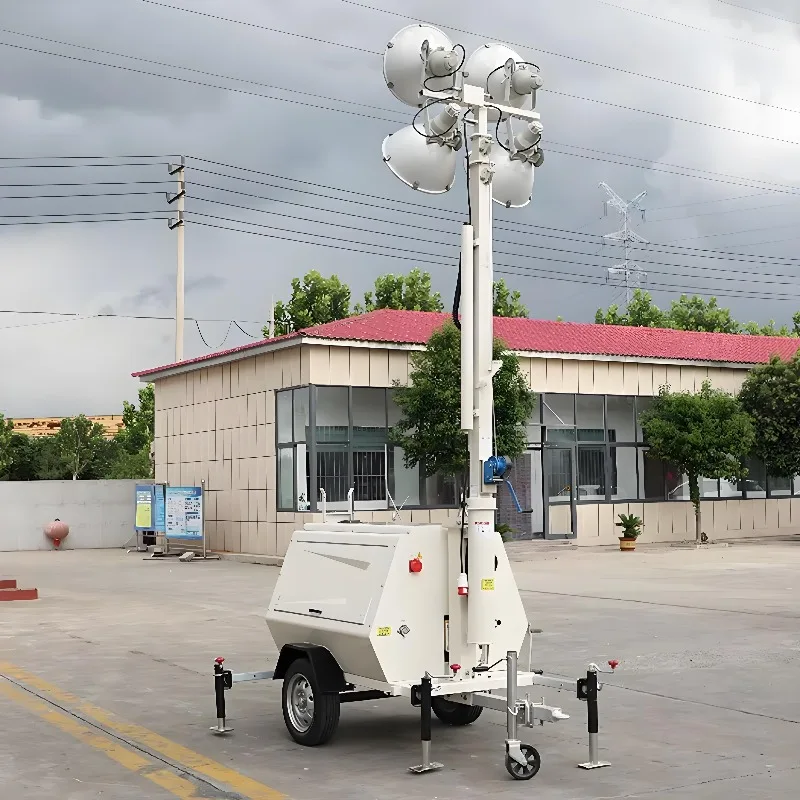 Tactical Portable LED Light Tower with CCTV Security System, 360° Lighting for Disaster Relief and Anti Theft Patrol