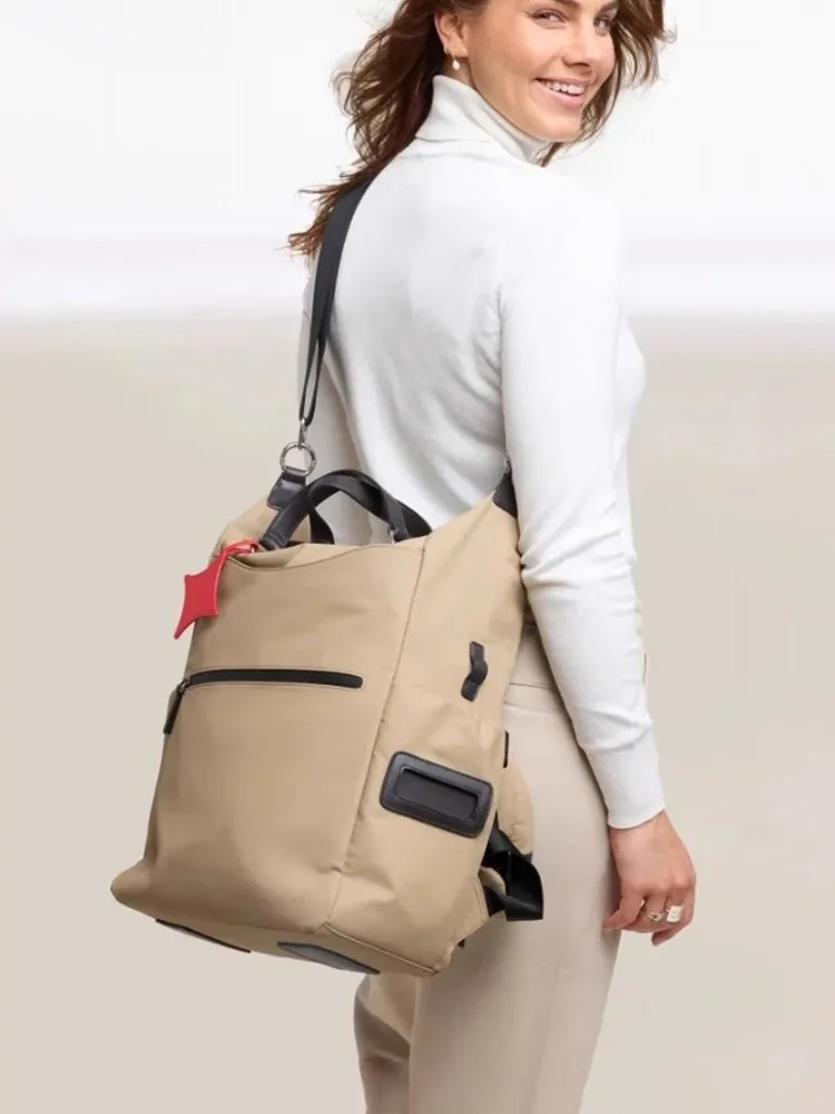 المرأة موضة جديدة مقاوم للماء حقيبة ظهر بسعة كبيرة عادية مكتب السيدات العمل حقائب كتف خارج حقيبة السفر الكاكي