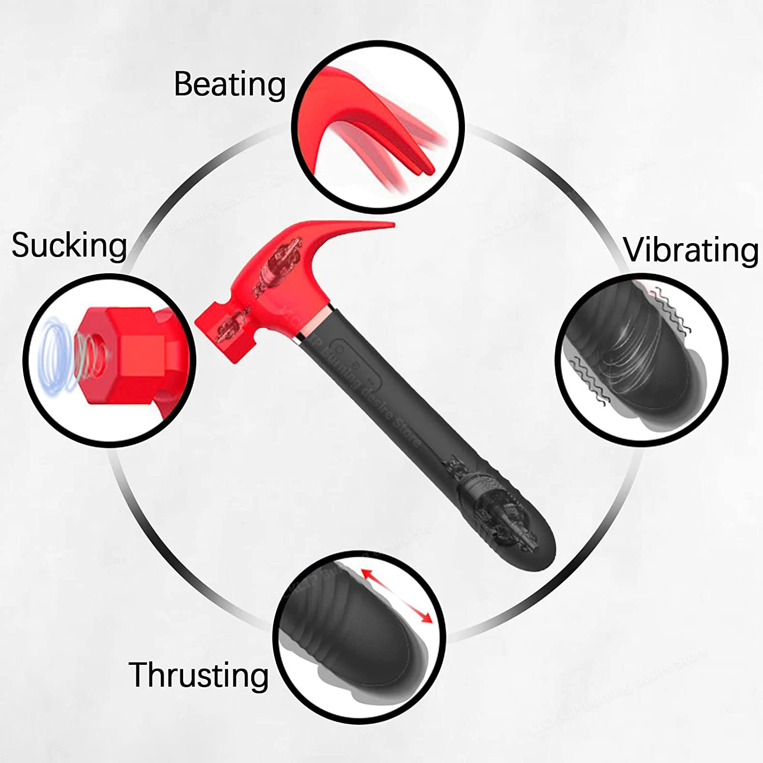 LICKLIP 4IN1 Love Hamma Vibrator G Spot Clitoris Stimulation Dildo Hammer Shape Vibrator Sucker Vibration Sex Toy For Women 18+