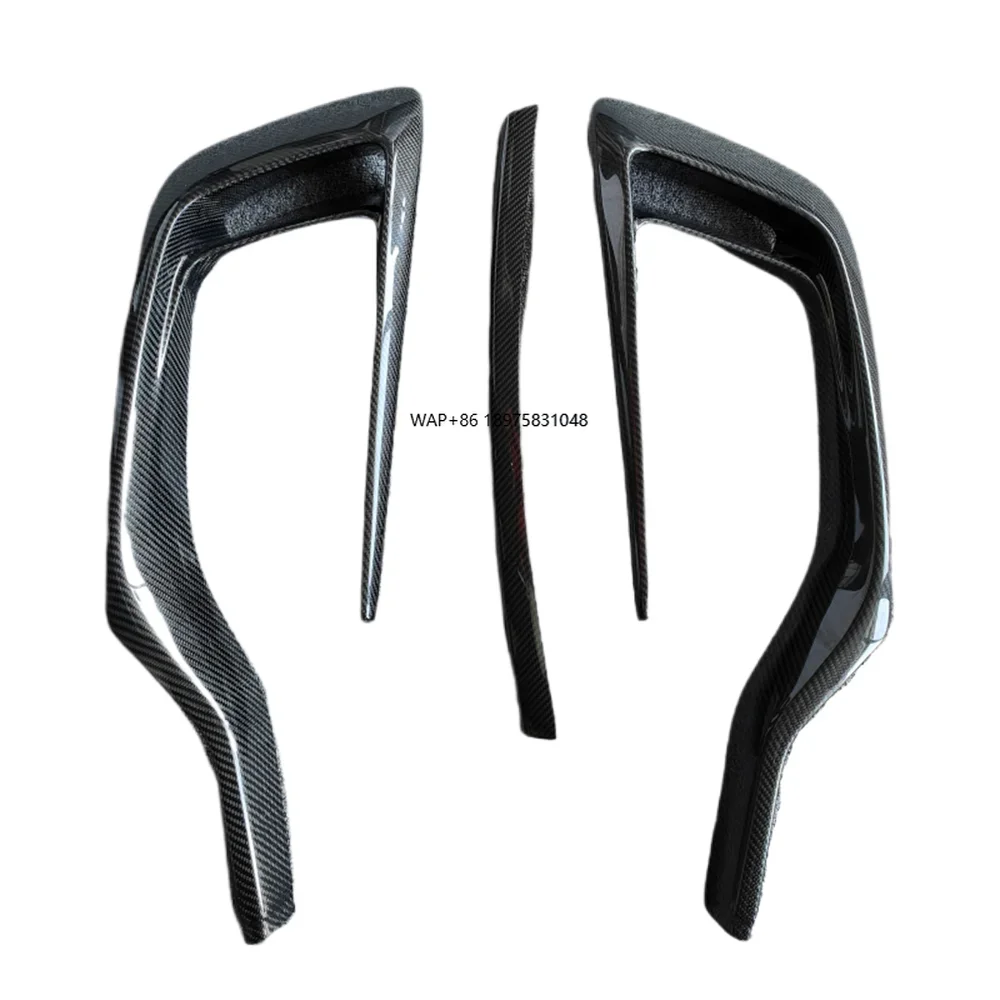 

for True Carbon Fiber M-style Front Bumper Splitter air Blade Fins Rear Ventilation Vent Duckwing