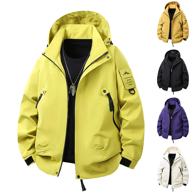 Unisex Wanderjacke Herren Outdoor Wasserdicht Klettern Angeln Kapuzenjacke Herbst Frühling Damen Winddicht Abnehmbarer Campingmantel