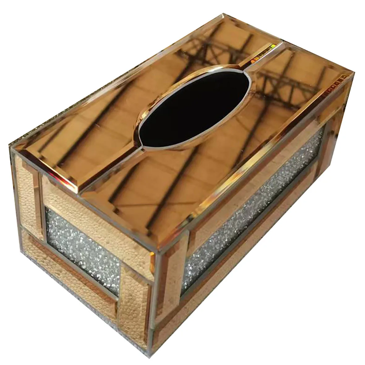 

light luxury gold mirror glass rhinestone mirror tissue box