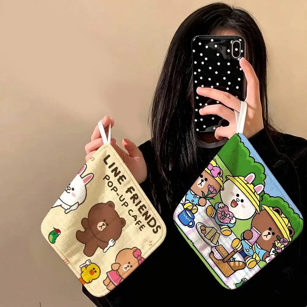 Cute cartoon characters L-Lines F-Friends Polyester Cotton Hand Wiping Towel, Hanging Towel, Quick Dry for Daily Supplies