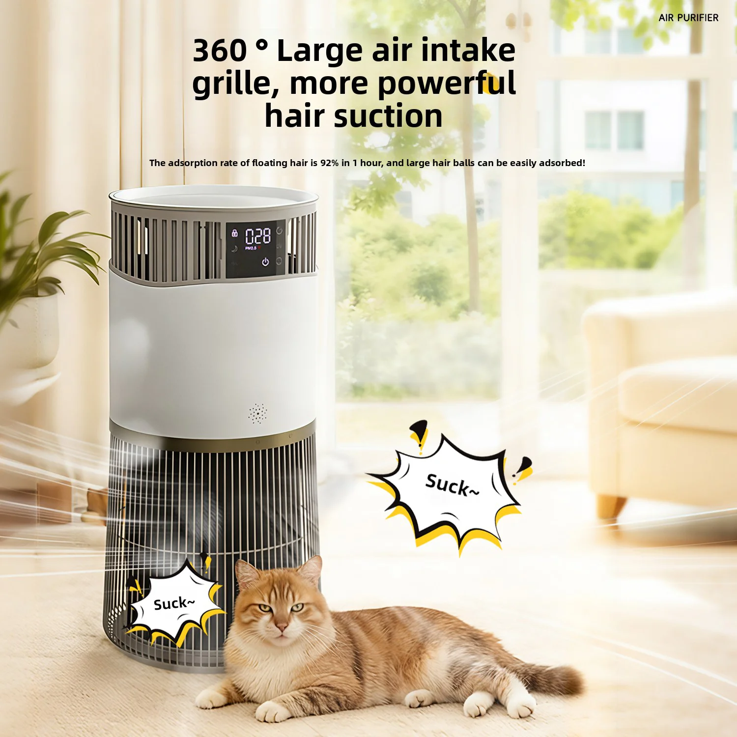 

Whole House Electric Household Pet Air Purifier Aromatherapy Plastic Construction Real-time Digital Display H13 Filter Negative