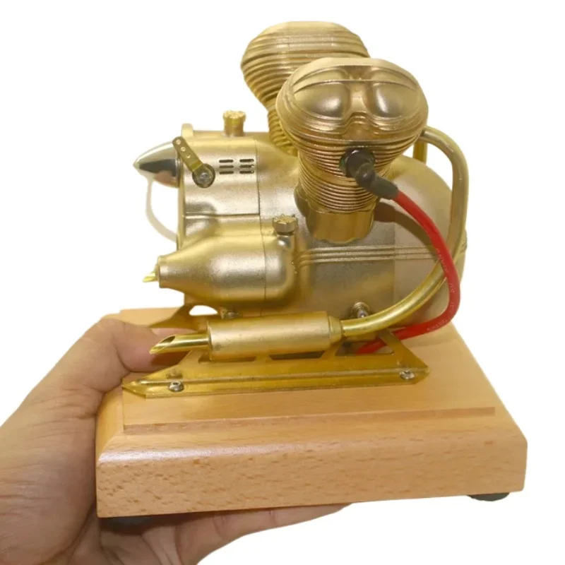 Modelo de motor de motocicleta de gasolina Horizontal de cuatro tiempos de doble cilindro V35, juguetes de experimento físico, regalo de colección