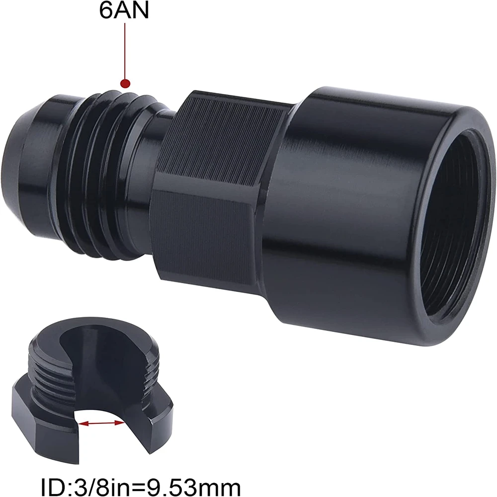 

6AN Fuel Adapter Fitting To 3/8 GM Quick Connect With Thread EFI Female Black LS