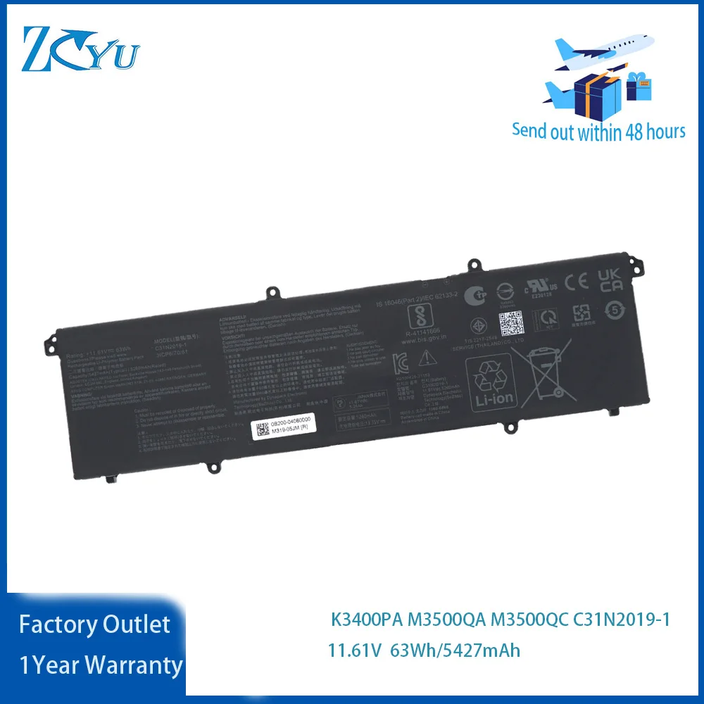 11.61V 63Wh Laptop Battery C31N2019-1 For ASUS VivoBook Pro 14 15 OLED M3401Q K3400PA M3500QA M3500QC