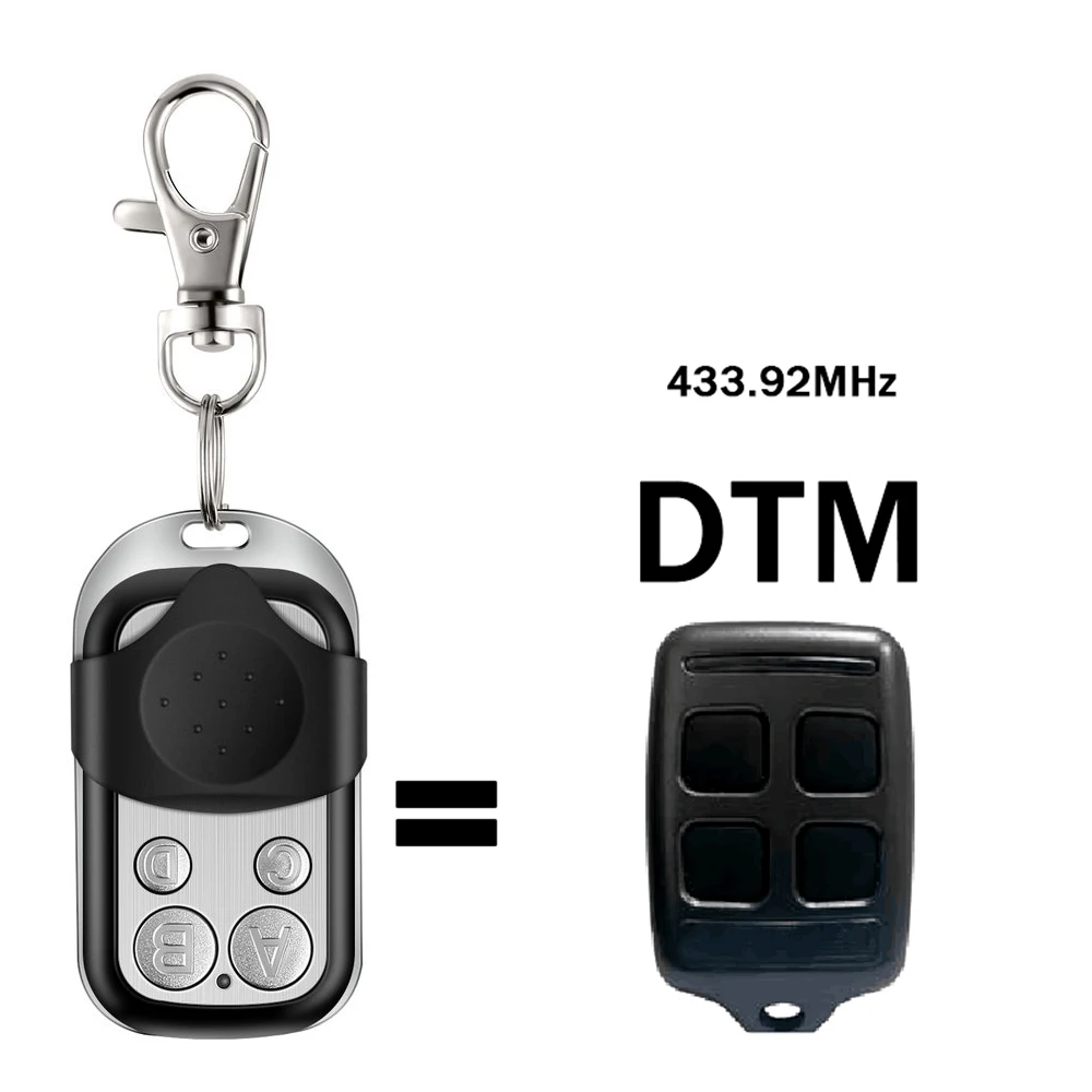 Clone DTM Garage Door Gate Remote Control 433.92MHz Fixed Code Controller Transmitter Keychain