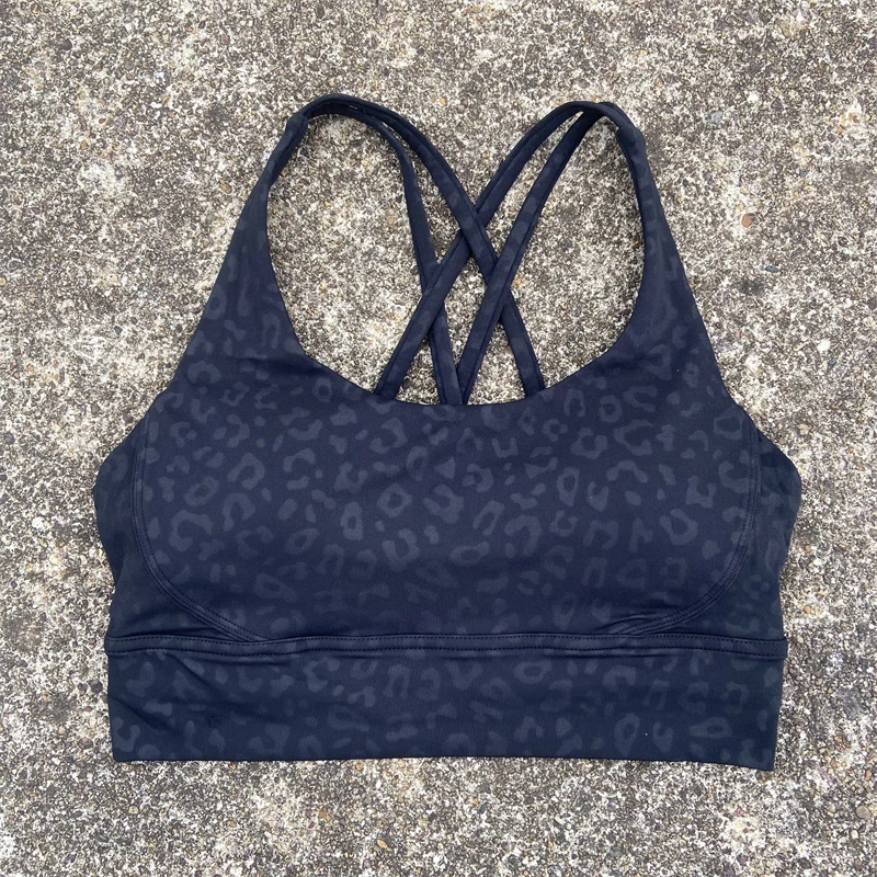 Sports Top Bra Cross Straps Gym Workout Top Yoga Vest Women High Impact Fitness Bralette Push Up Running Tight Padded Underwear