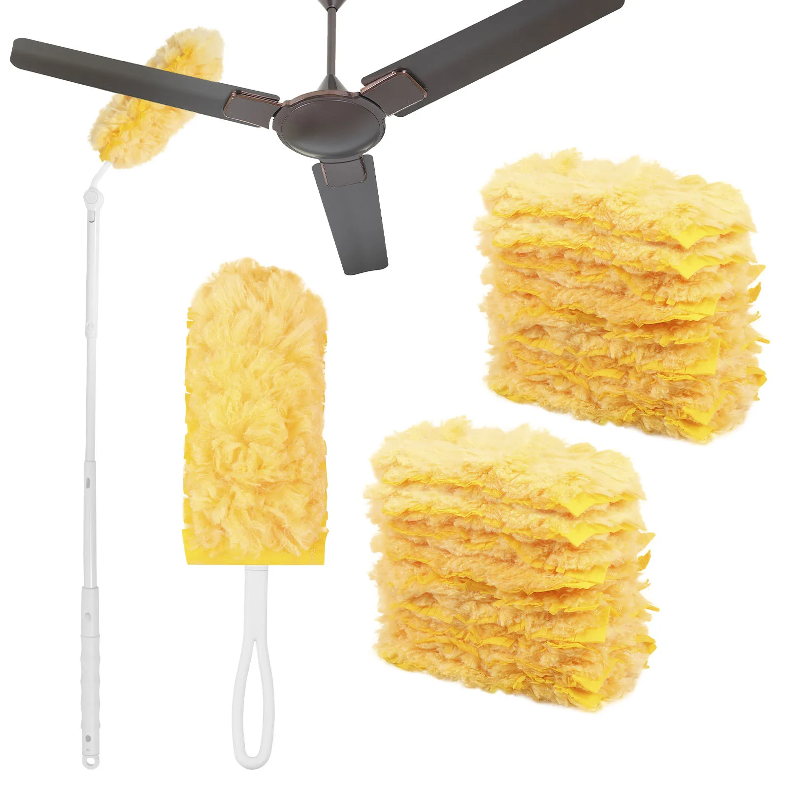 

20 шт. одноразовый двусторонний набор для наполнения пыли 360 ° Сменная чистящая насадка для очистки потолочного вентилятора с выдвижным стержнем