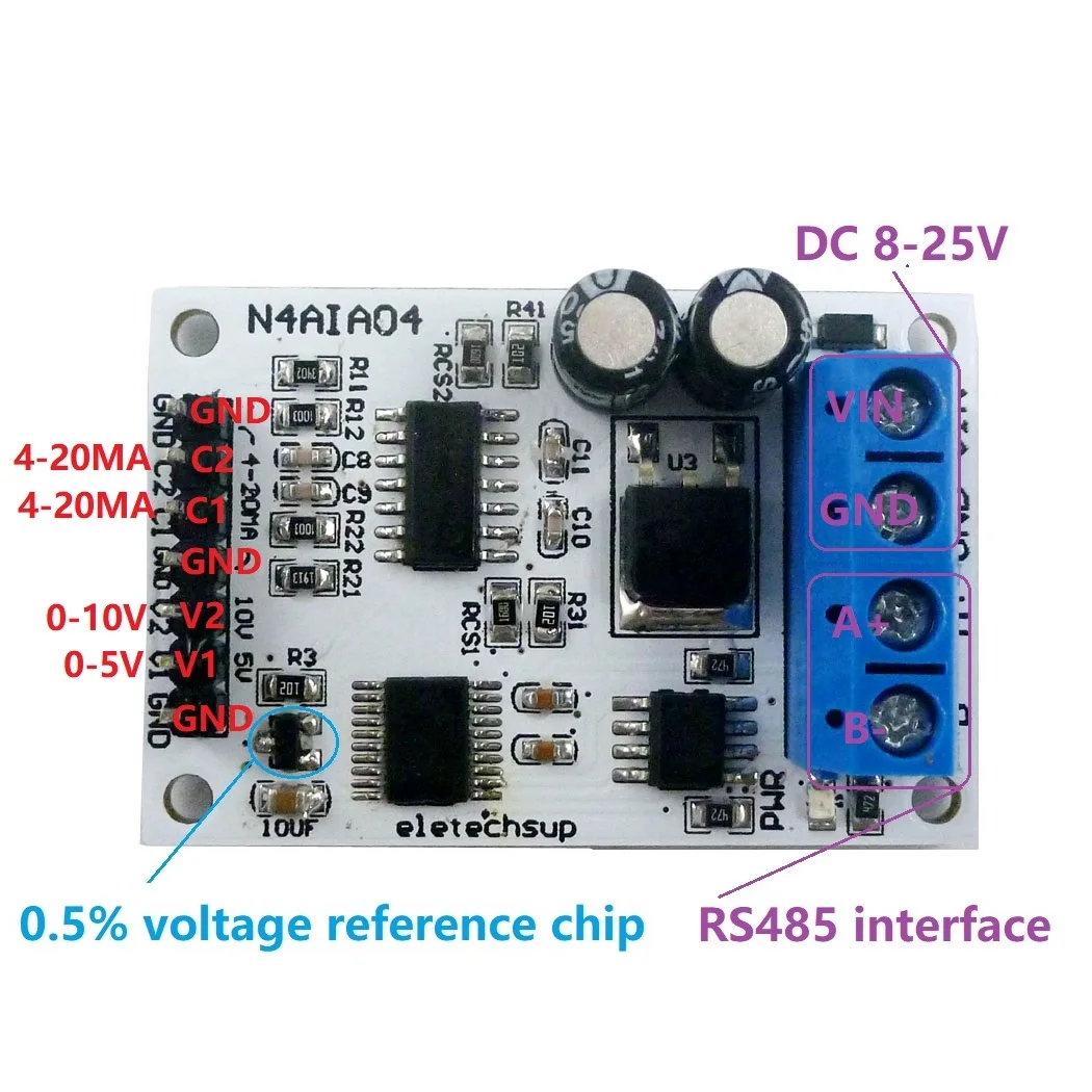 Integrated Circuit: DC 12V Voltage Signal Acquisition Module with RS485 Modbus RTU for PLC Current Transmitter