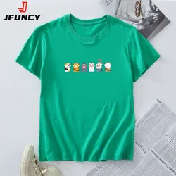 Women's Summer T-shirt Fashion Short Sleeve T Shirt Casual Loose Tee Shirts Woman Cotton Tops Female Clothing