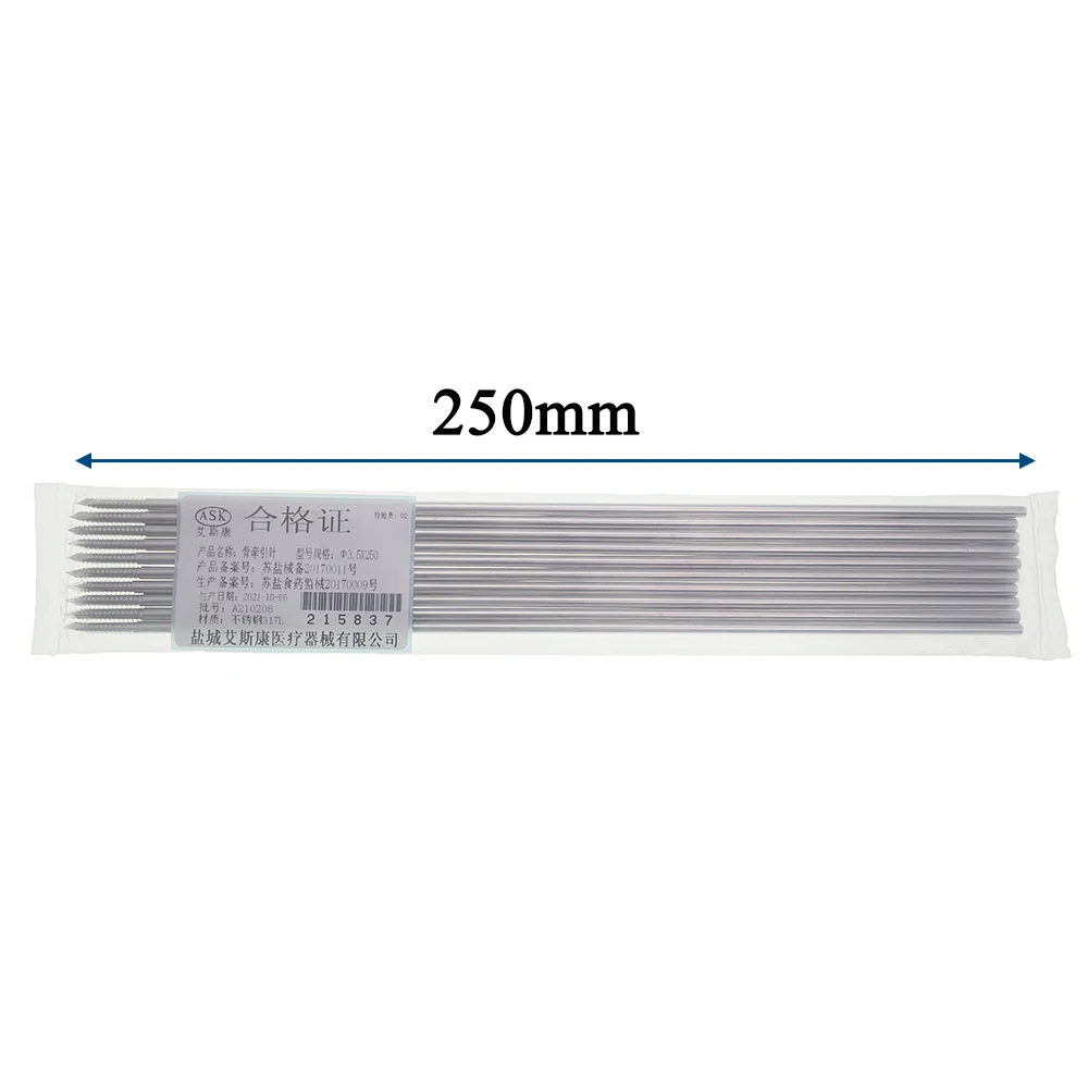 10PCS/Bag Orthopedic Thread Needle Pet Hospital 250mm K-wire Sterling Traction Needle Stainless Steel 0.8mm To 6.0mm Supplies