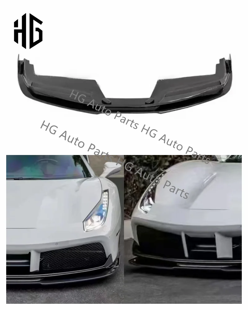 

China Manufacturer V Style Carbon Fiber Front Bumper Splitte Lid Spoiler Accessories For Ferrari 488GTB Spider Car Front Lips