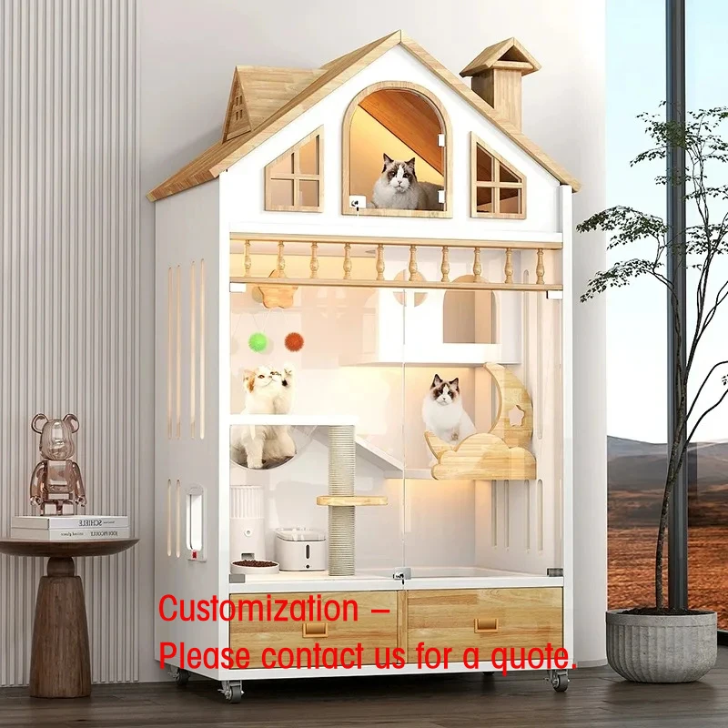 custom.Customizable High-End Indoor House Elegant Pet Large Panoramic Nest Cage LED Lighting Retail Use Display Sh