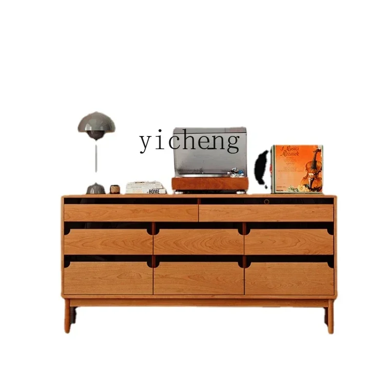 GZ-10 Cherrywood Eight Spares Cabinet Solid Wood Storage Organizer Drawer Nine-Drawer Cabinet Log Wide Side Cabinet
