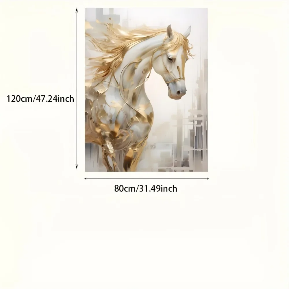 1 peça 31.49*47.24 polegadas/80 cm * 120 cm sem moldura moderna retro cavalo dourado pintura de arte de parede