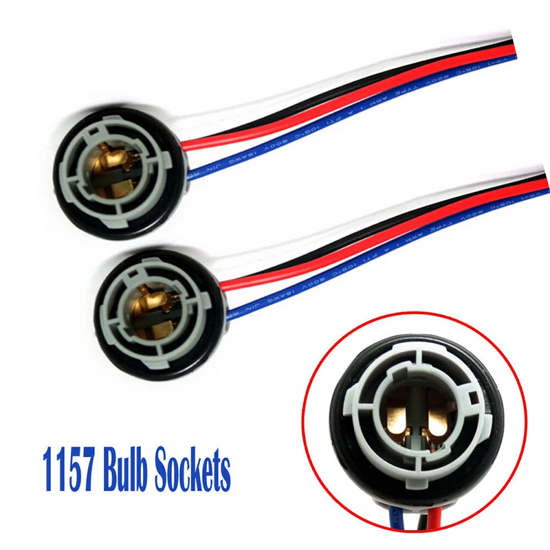 2Pcs 1157 Bulb Socket BAY15D Lamp Holder Adapter Base Connector For Brake Light