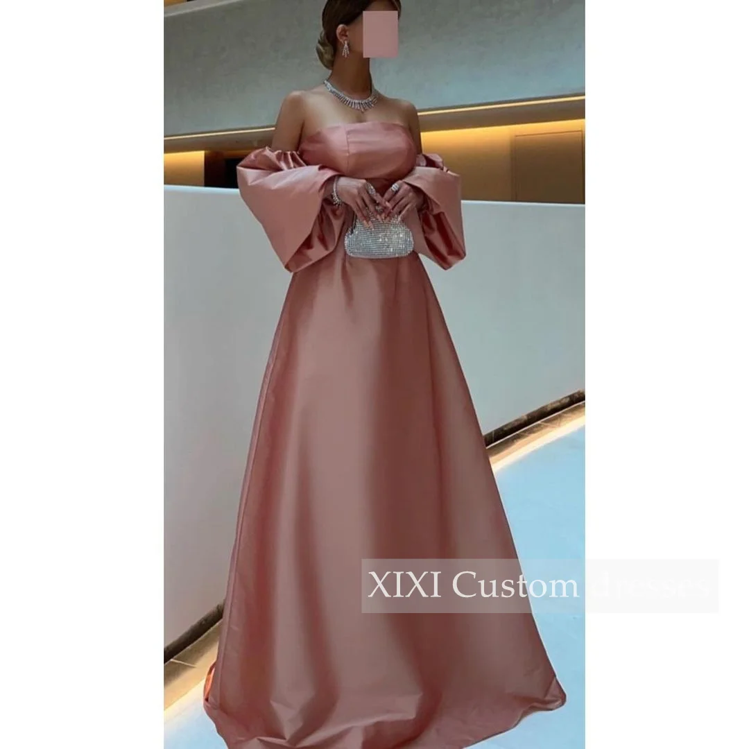 

XIXI فساتين سهرة Red A-Line Strapless Floor-Length Bow Satin Long Dresses Zipper Up Lining Formal Dresses Wedding Party Dress Ve