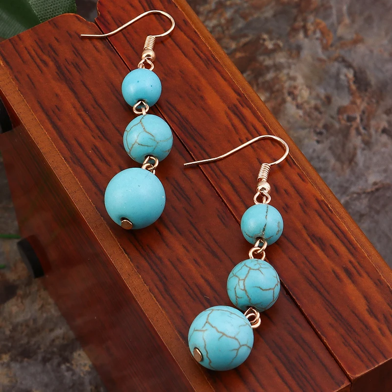 Bohemian Turquoise Drop Earrings for Women Girls Party Holiday Jewelry Gifts