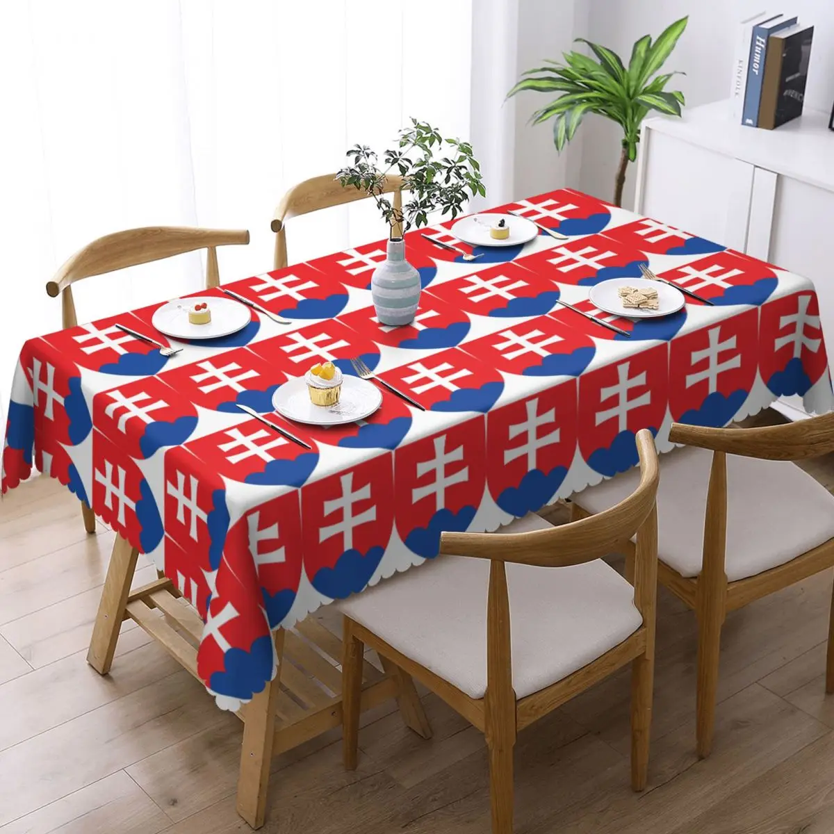 Flag Of Slovakia Slovak Republic Custom Rectangular Tablecloth Oilproof Table Cover for Dining Events Table Cloth