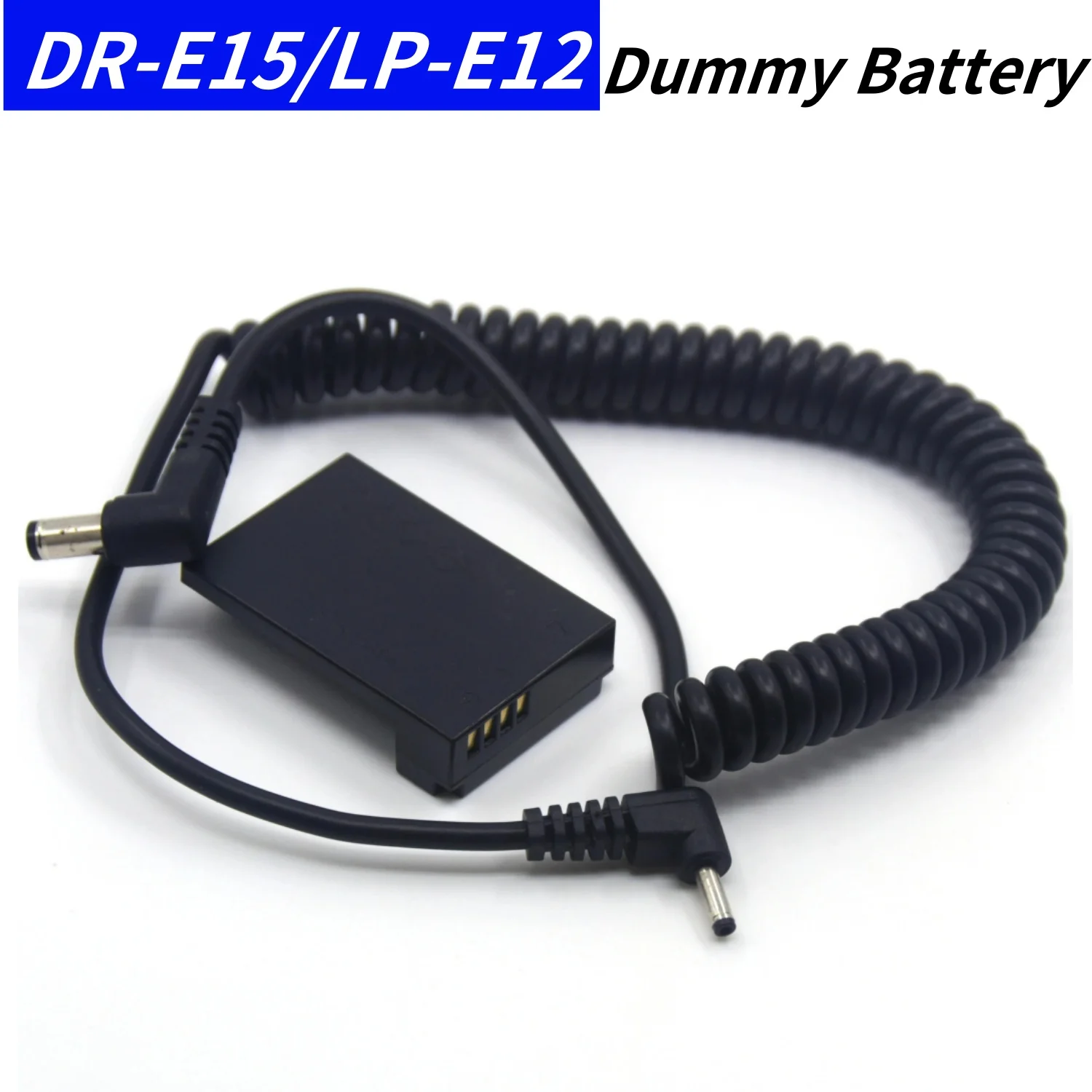 

DR-E15 DC Coupler LP E12 Dummy Battery+5.5MM X 2.1MM Male Plug DC Cable for Canon EOS-100D Kiss X7 Rebel SL1 SX70HS Camera