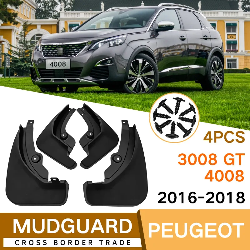 

For Peugeot 3008GT 2016-2023 4008 black car mudguard Reduce dust Resist tire dirt car accessories tools