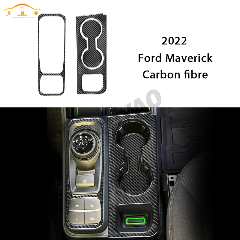 

Carbon Fiber Central Control Gear Shift And Cup Holder Panel Cover Sticker For Ford Maverick 2022 2023