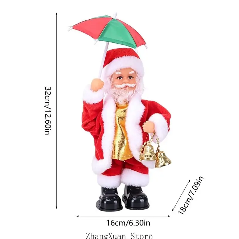 Battery Operated Christmas Santa Figurine with Music and Moving Canopy for Living Room Holiday Shelf Accent Indoors 3XUF