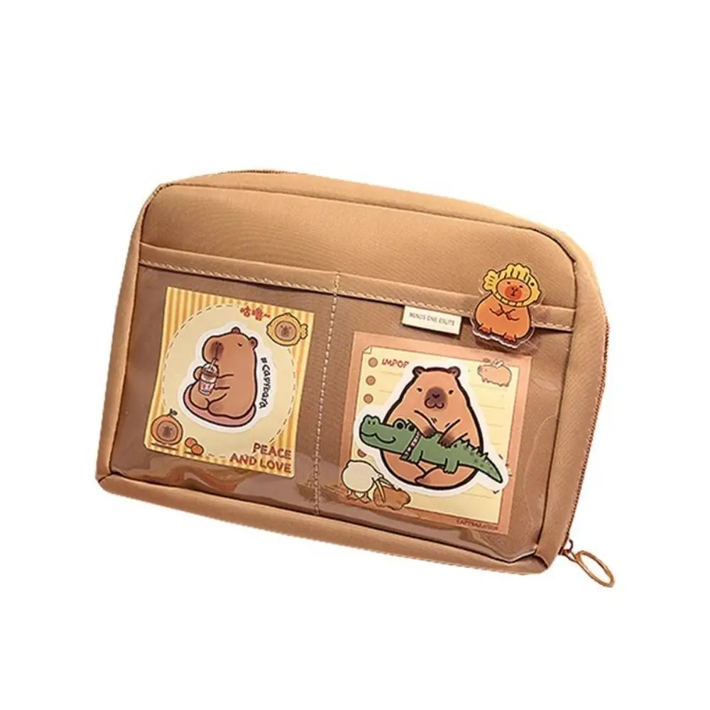 Trendy Large Capacity Capybara Pen Bag Multifunctional Cute Pen Case Canvas Stationery Set for Students