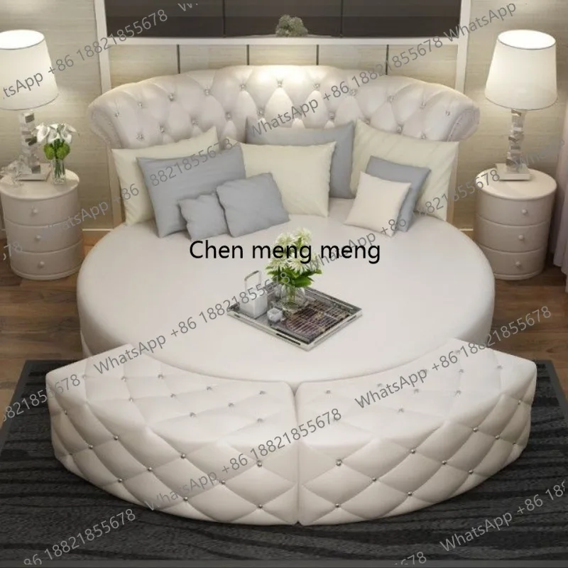 

F5822 White Cream Bed Interior Cute Fashion Aesthetic Luxury Creative Modern Designer Bed Comfortable Cama Lounge Suite Furnitur