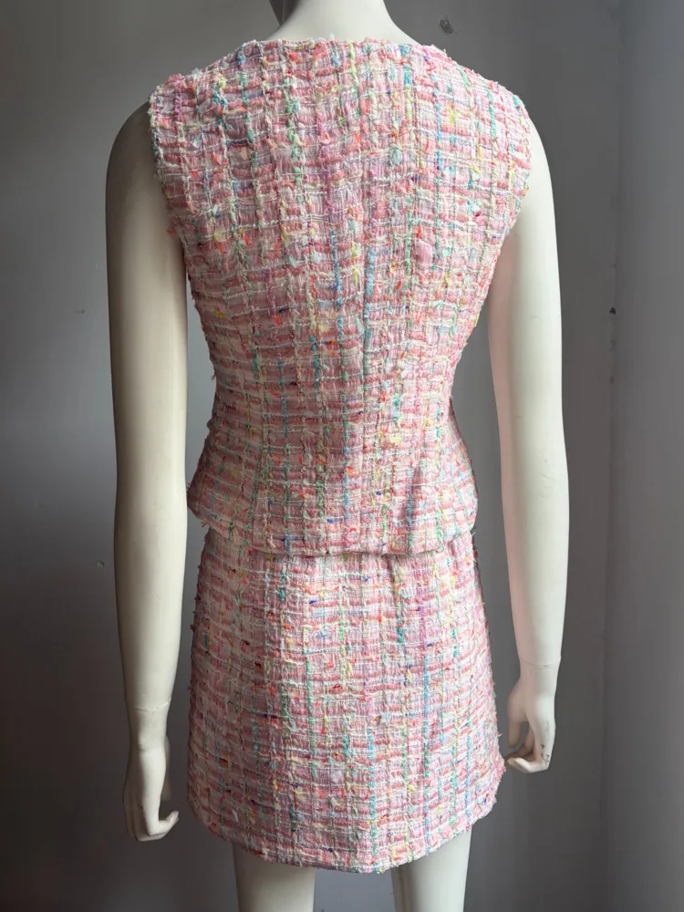 3pcs/pack Wholesale Drop Shipping Newest High Quality French Fashion Tweed Women 2 Piece Sets