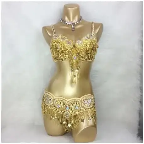 Sexy belly dance costume wear Bar+Belt 2piece/ set bar party nightclub belly dance costumes ladies women stage show dance wear