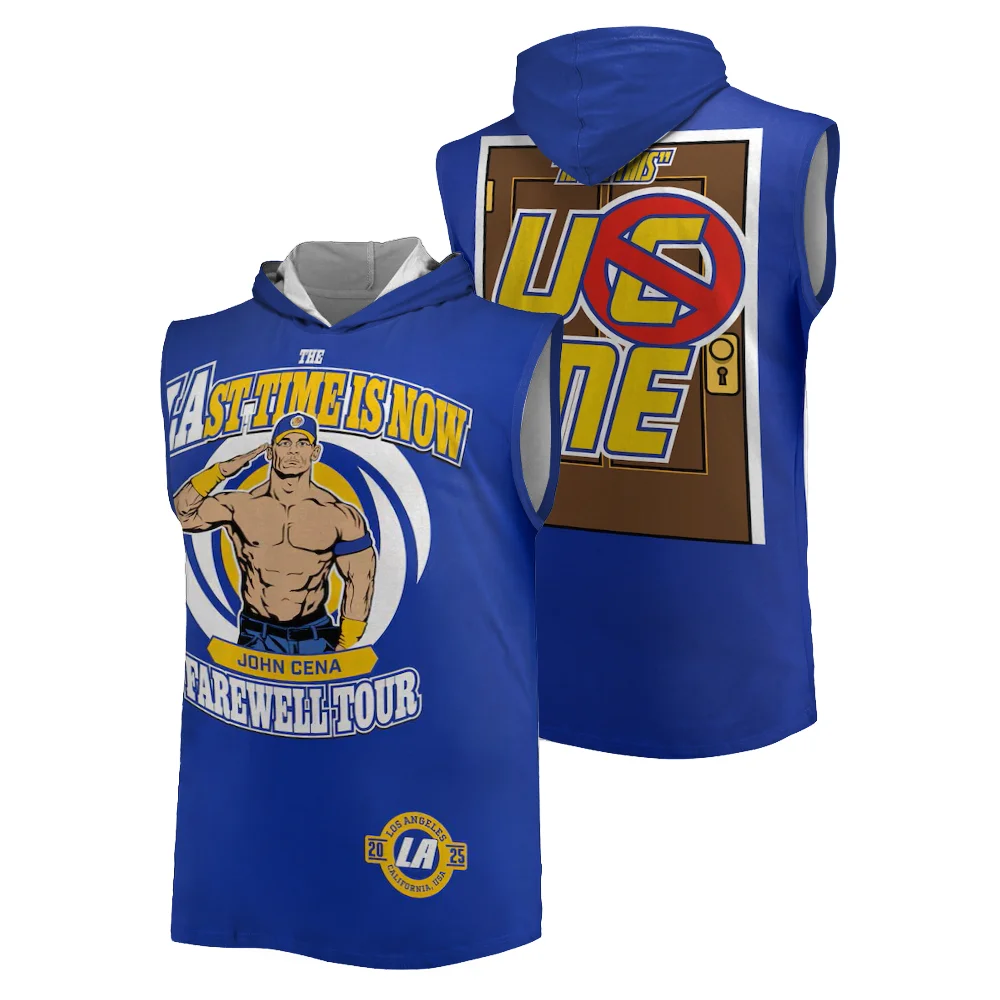 

2025 summer hot sale WWE 3D printed John Cena Farewell Tour fitness sports hooded vest breathable quick dry oversized men's vest