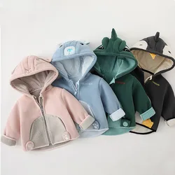 Winter Kid Coats Boy Girl Cartoon Children Outerwear Warm Thermal Fleece Jacket Hooded Toddler Children Clothing 0-5Y Baby A1270