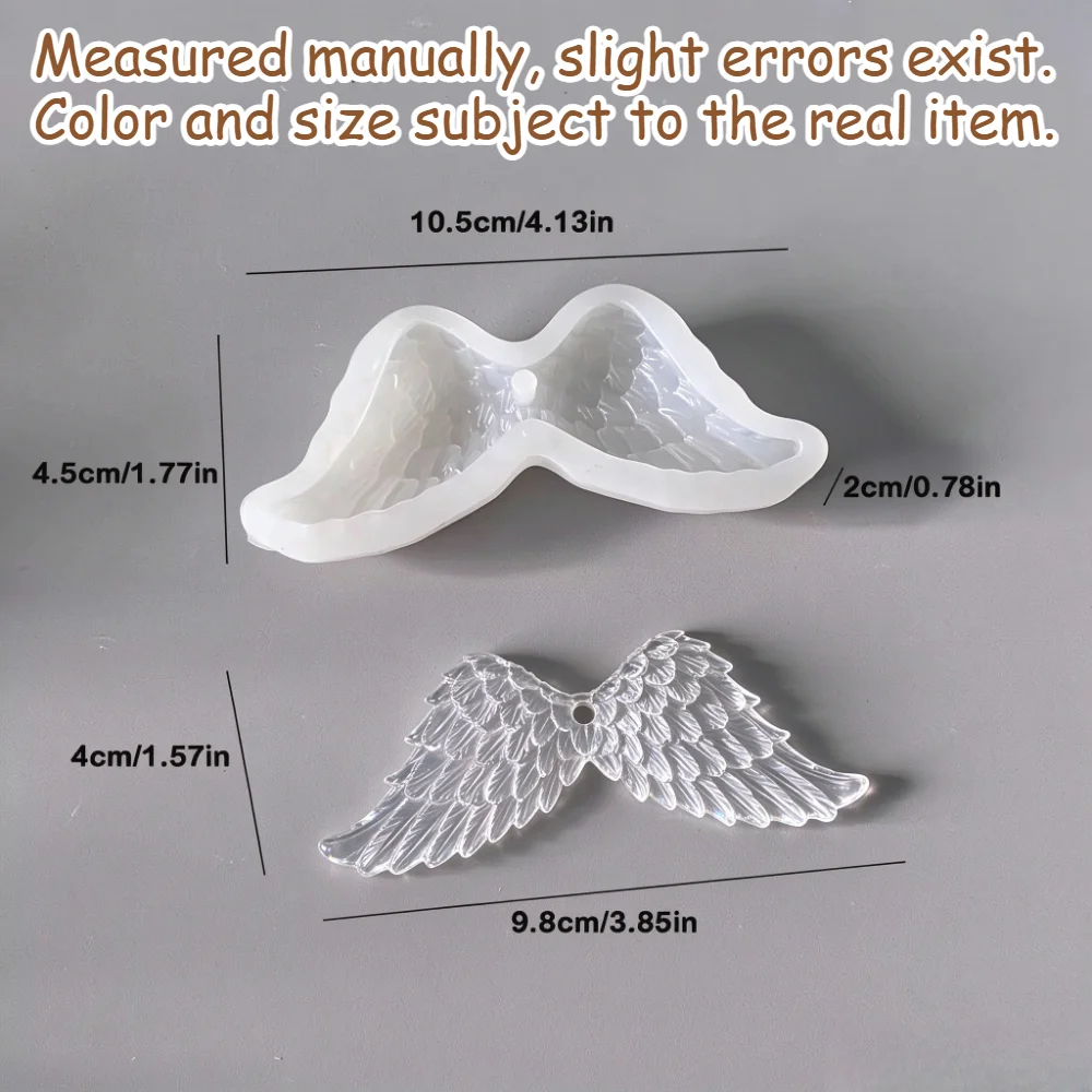 Angel Wings Silicone Mold with Hanging Hole, DIY Epoxy Mould for Keychain Pendant, Christmas Surprise Gift