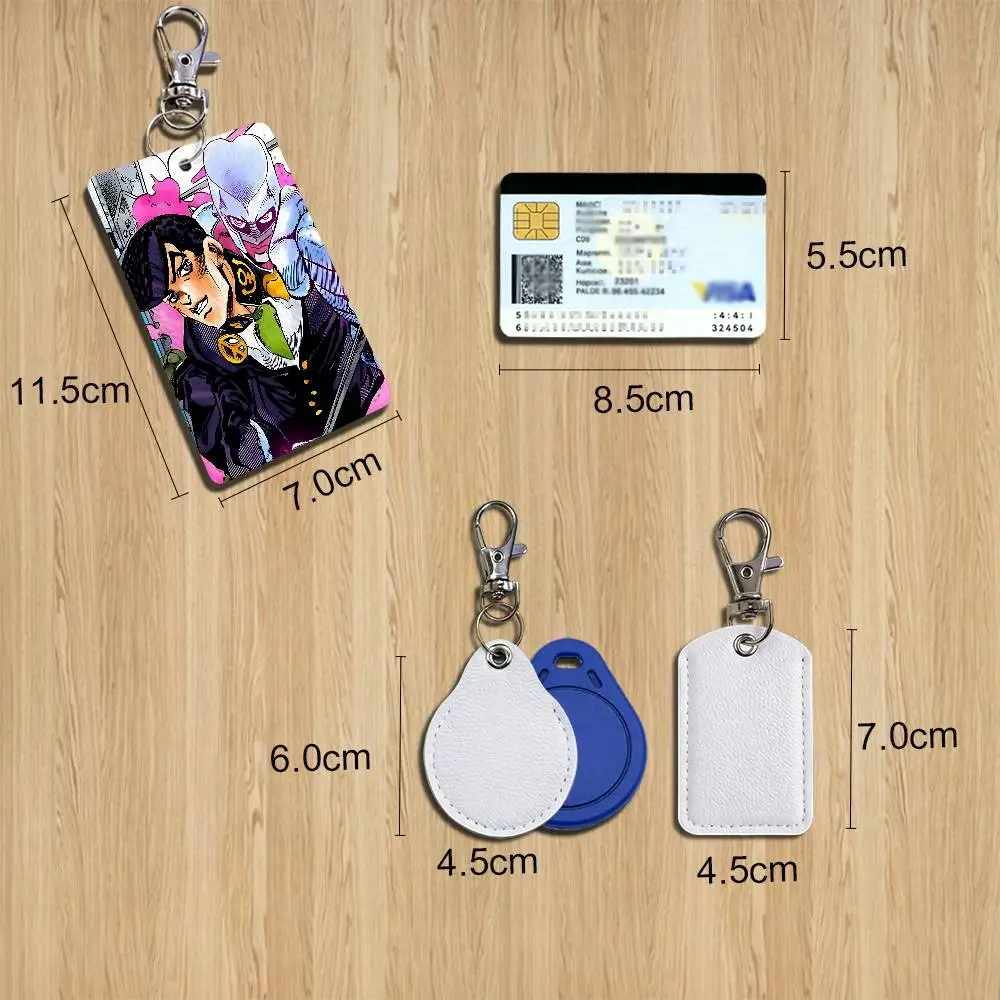 Rohan Kishibe Josuke JoJo Higashikata Card Holder With Keychain Executive Protection For Bank Credit Subway Bus Case