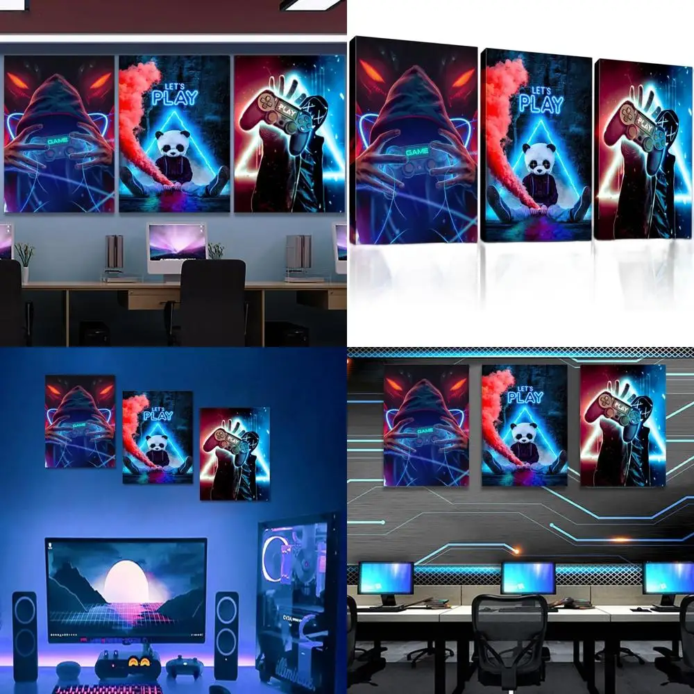 

3 Piece Video Game Themed Wall Art Canvas Print for Kids' Bedroom Decor