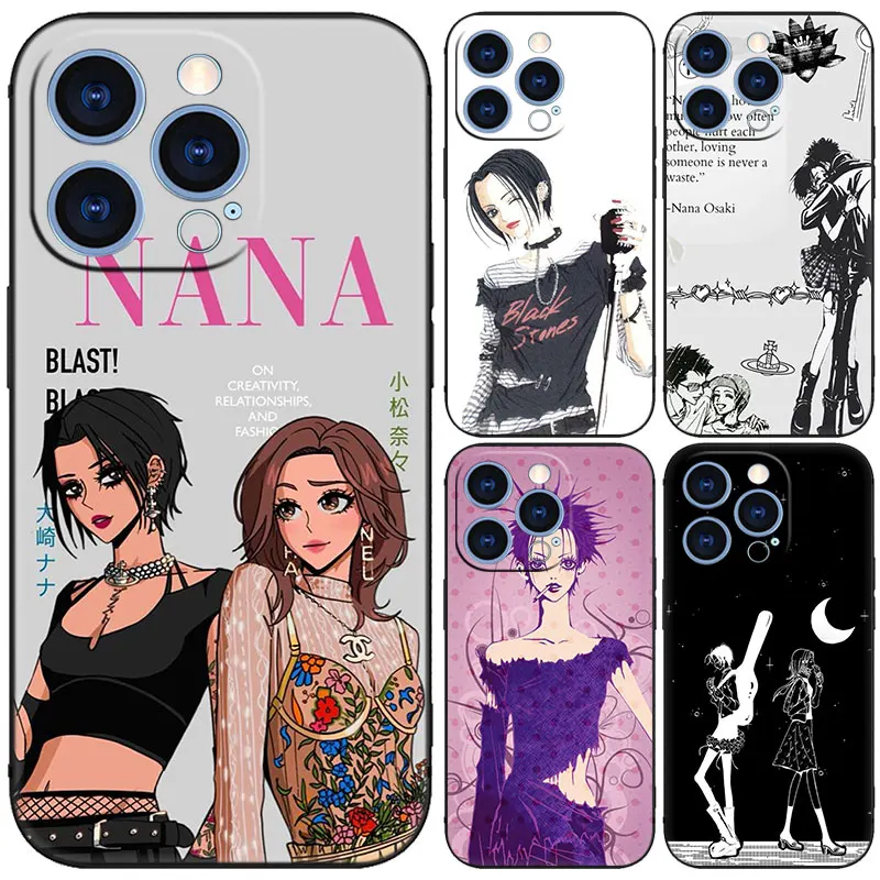 Nana Osaki Anime Black Phone Case For Apple iPhone 15 14 13 12 Mini 11 Pro MAX XR X XS 7 8 Plus SE 2020 2022 Cover