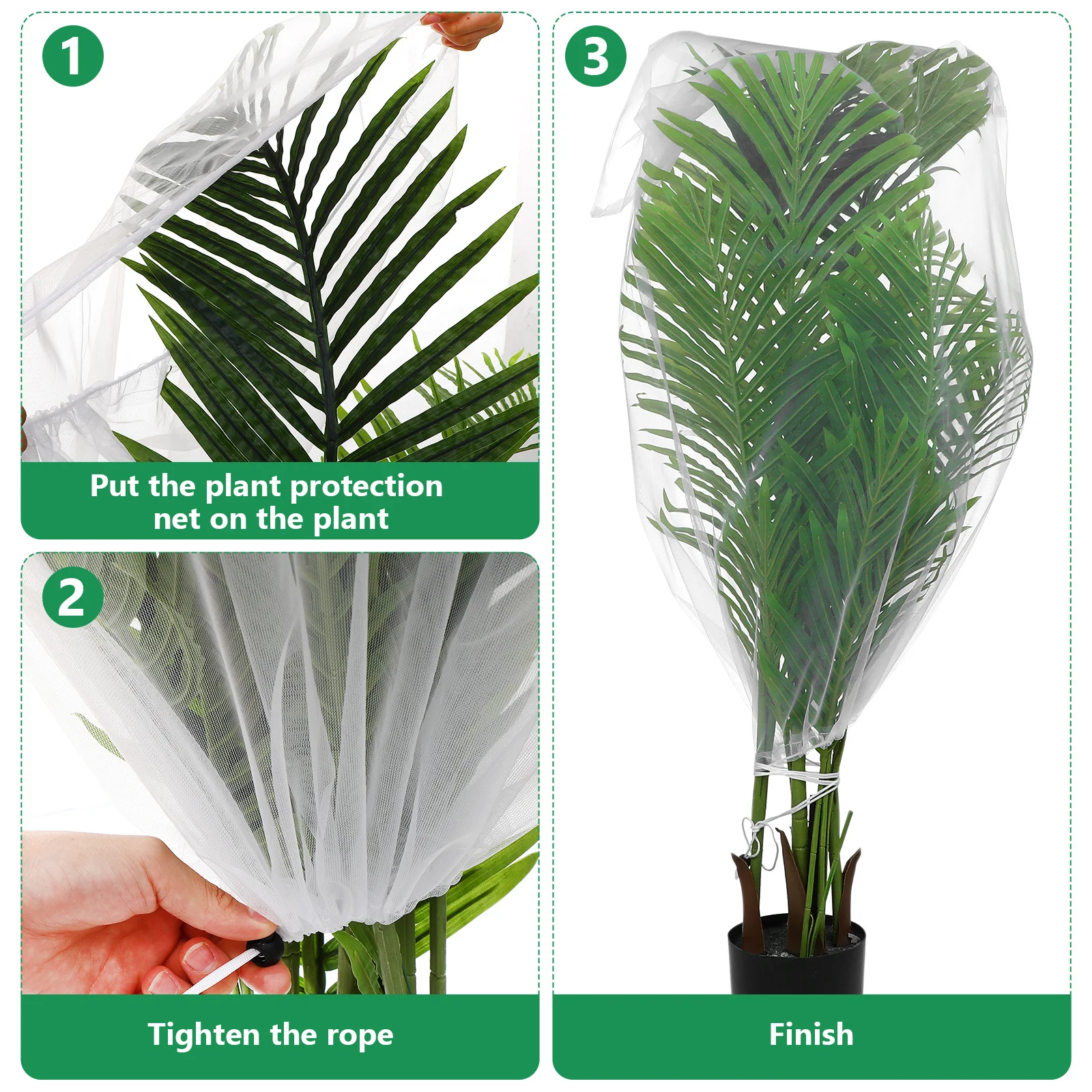 3 pçs planta rede respirável pe malha cobre com cordão para cordão planta cobre jardim legumes frutas arbustos