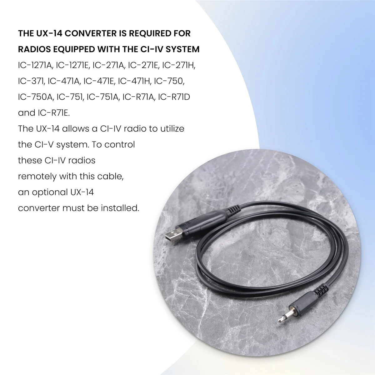 Y23A CI-V Cat Interface Cable For Icom CT-17 IC-706 Radio With CD CT17